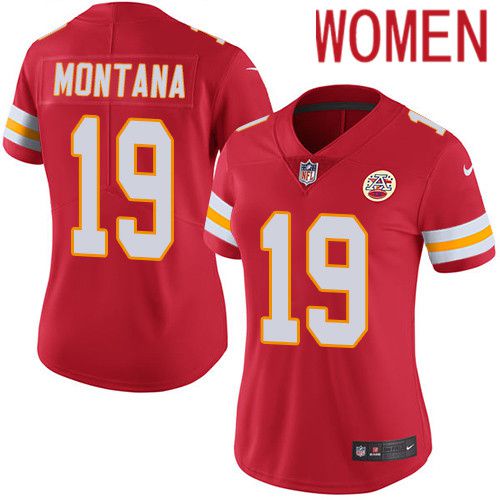 Women Kansas City Chiefs 19 Joe Montana Nike Red Vapor Limited NFL Jersey